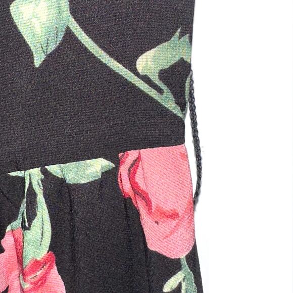 Rebel Love Clothing Pink Black Rose Floral Ruffle Maxi Dress Size Small - Picture 14 of 14